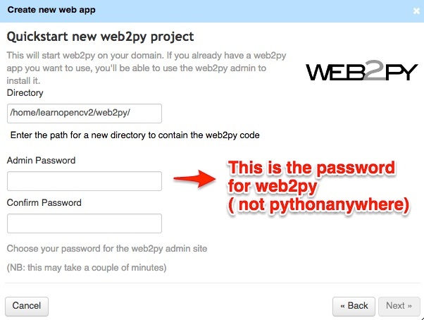 select password for web2py
