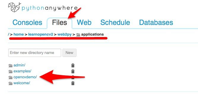 confirm installation – LearnOpenCV Confirm web2py app on PythonAnywhere