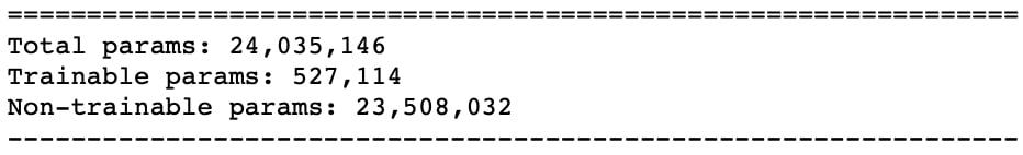 Parameter count summary